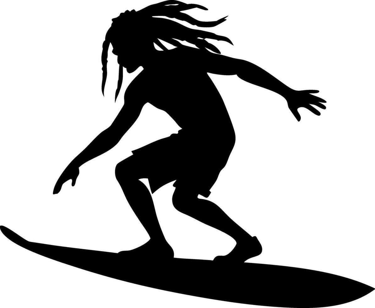 Surfer Silhouette Riding Wave Art for Tattoos and Graphics vector