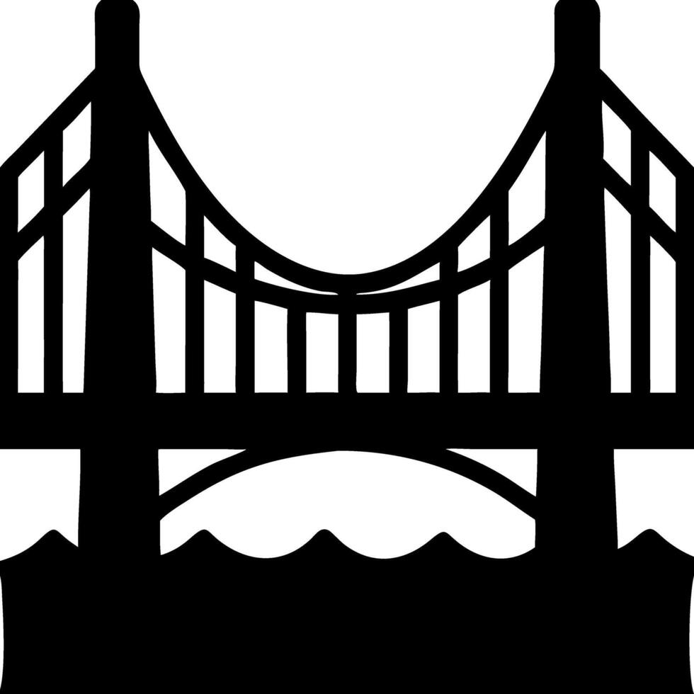 Suspension Bridge Silhouette for Graphic Design and Tattoo Art vector
