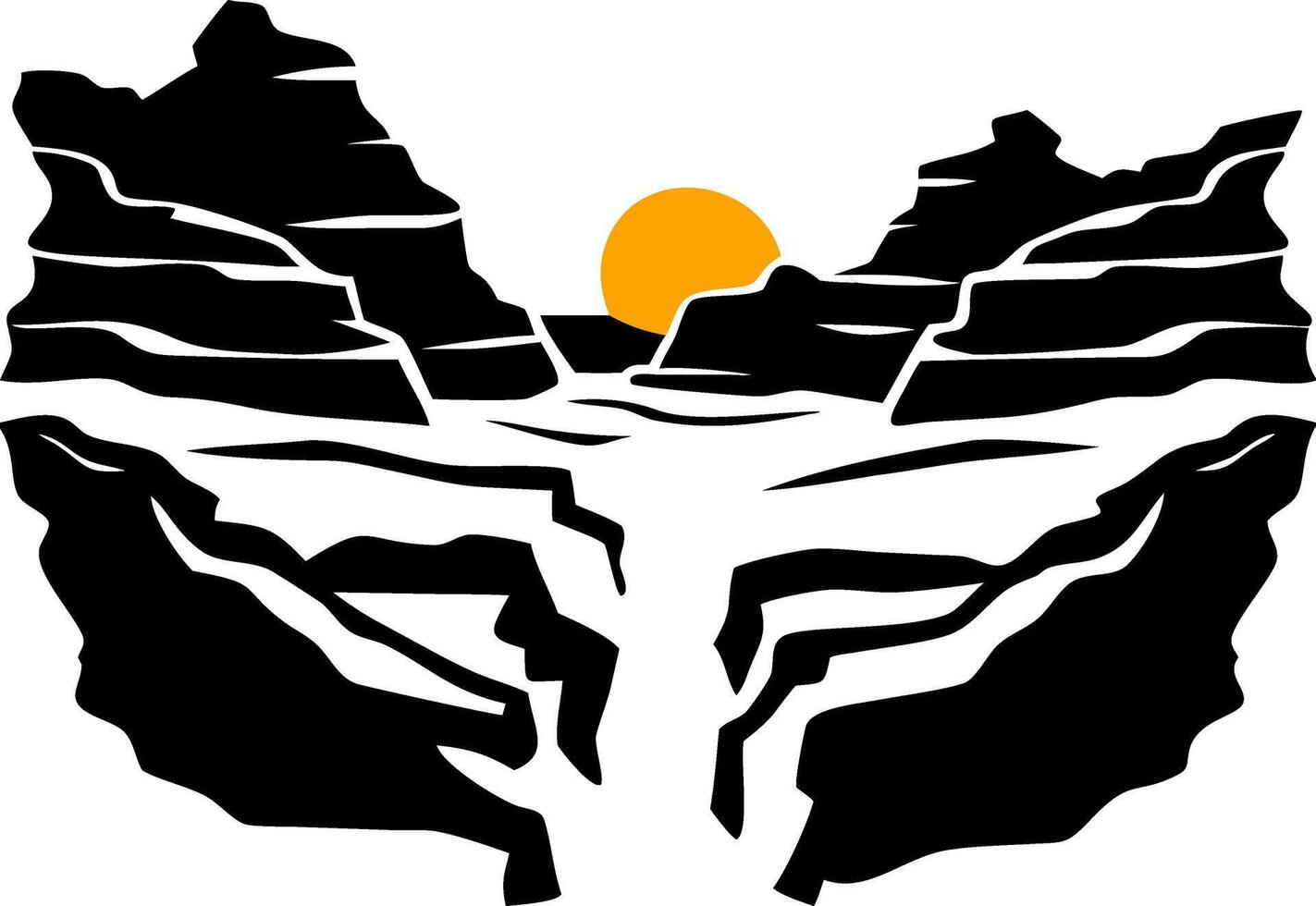 Sunset Over Rocky Canyon Art for Posters and Wall Art vector