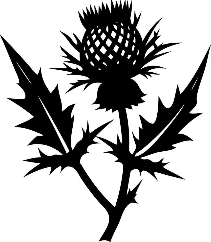 Thistle Silhouette Art for Botanical Decor and Tattoo Design vector