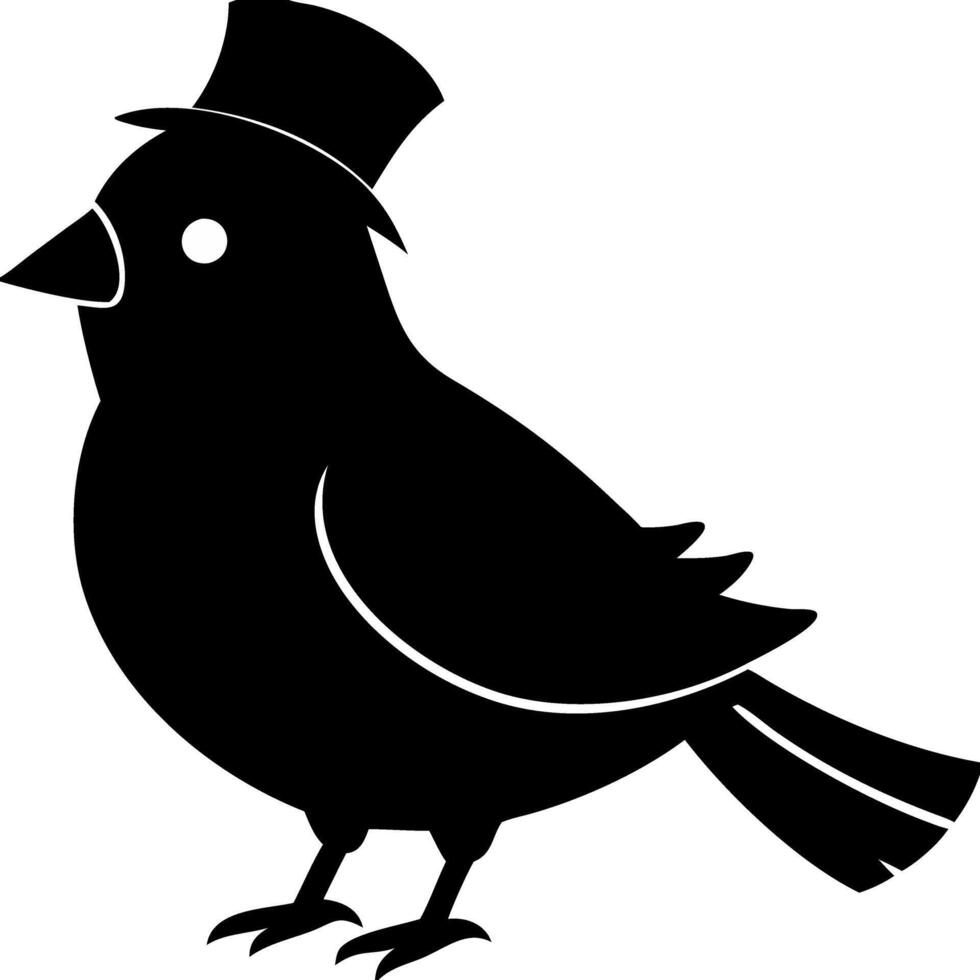 Top Hat Bird Silhouette Illustration for Design and Decoration vector