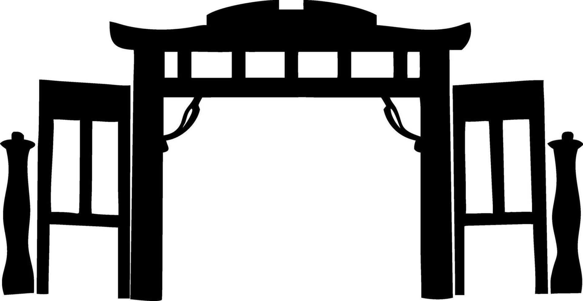 Traditional Asian Temple Gate Silhouette for Design Projects and Decorations vector