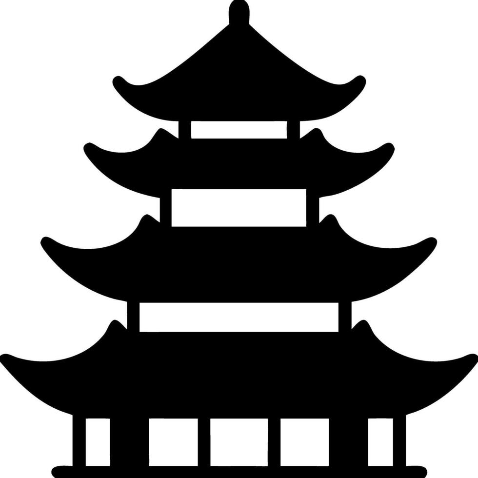 Traditional Asian Pagoda Silhouette for Illustrations and Tattoo Designs vector