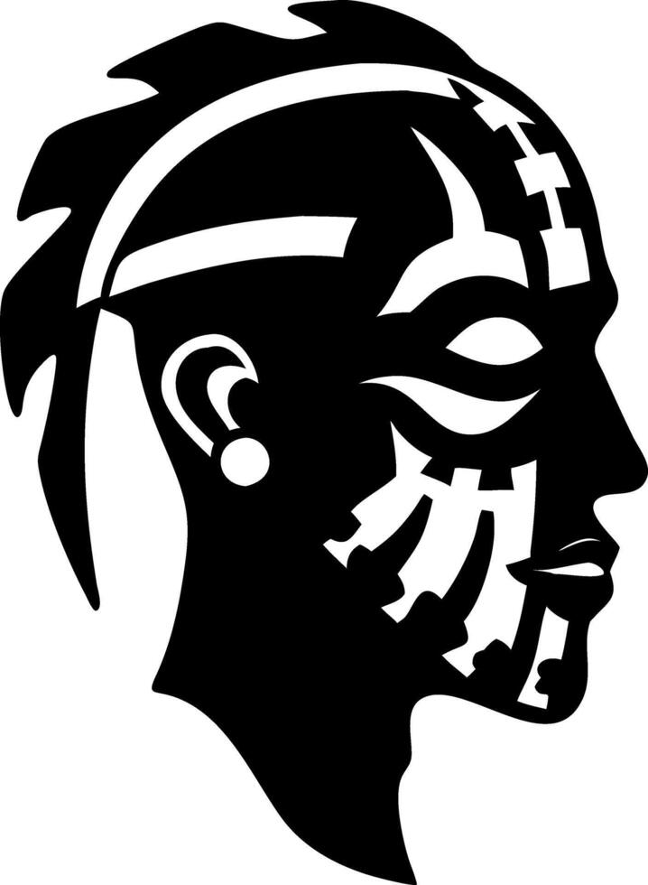 Tribal Art Inspired Face Silhouette for Tattoo and Design Projects vector
