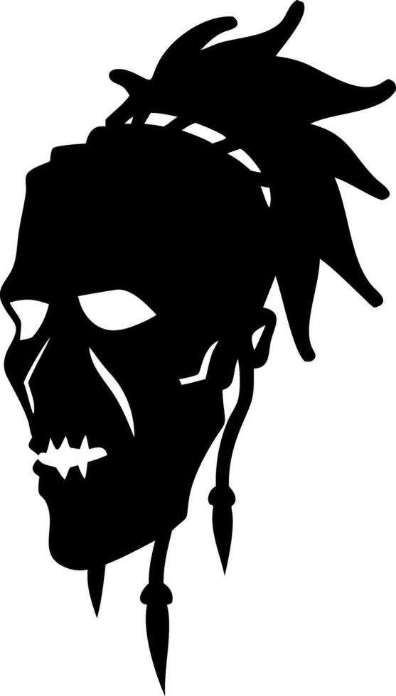 Tribal Skull Silhouette with Dreadlocks for Tattoo and Design Projects vector