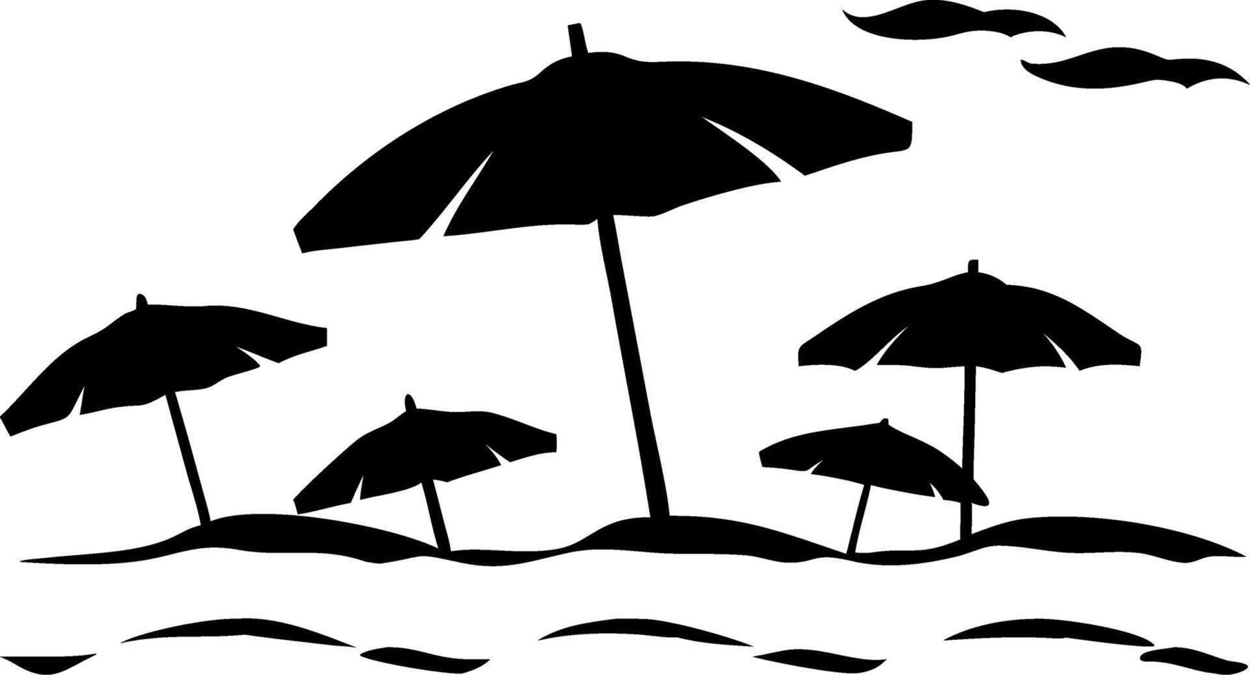 Tropical Beach Umbrella Silhouette for Summer Designs and Beach Art vector