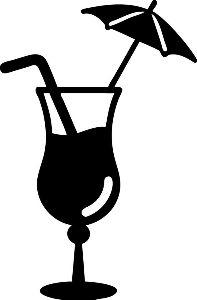 Tropical Cocktail Silhouette with Umbrella and Straw for Beach Party Themes vector