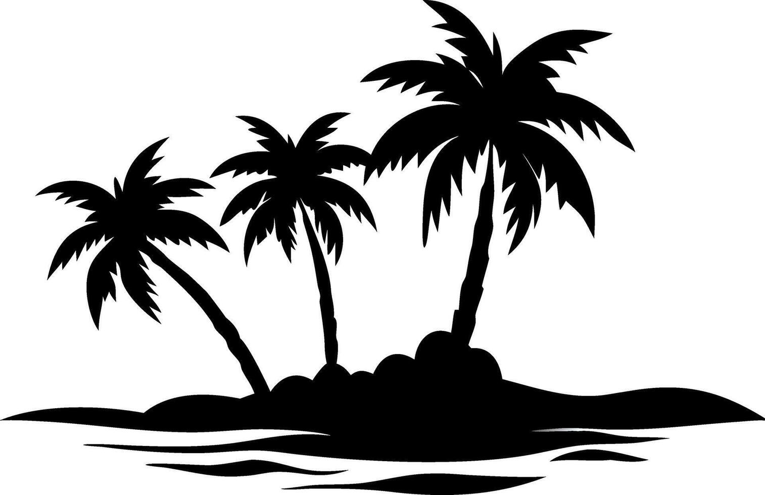 Tropical Island Silhouette with Palm Trees Ideal for Tattoos and Logos vector