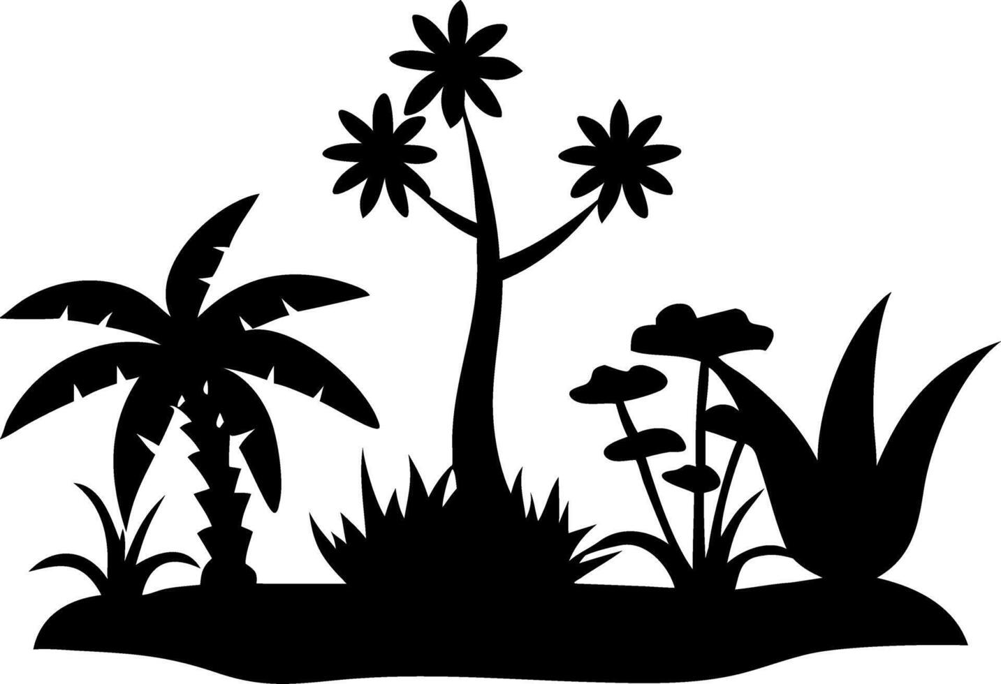 Tropical Jungle Silhouette Illustration with Palm Trees for Art and Design vector