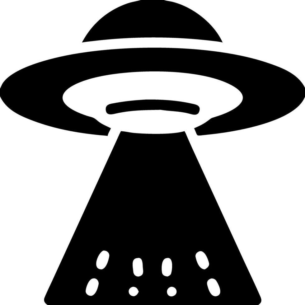 UFO Spaceship Silhouette with Beam for Sci-Fi Design and Creative Projects vector