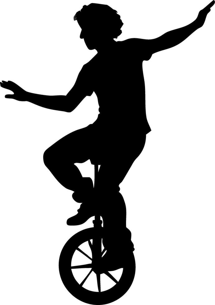 Unicycle Rider Silhouette for Balance Art and Sports Design vector