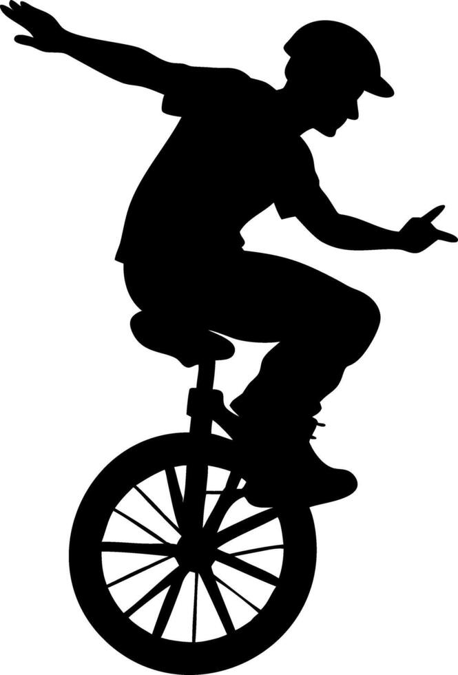 Unicyclist Performing Stunt Silhouette for Activity Design vector