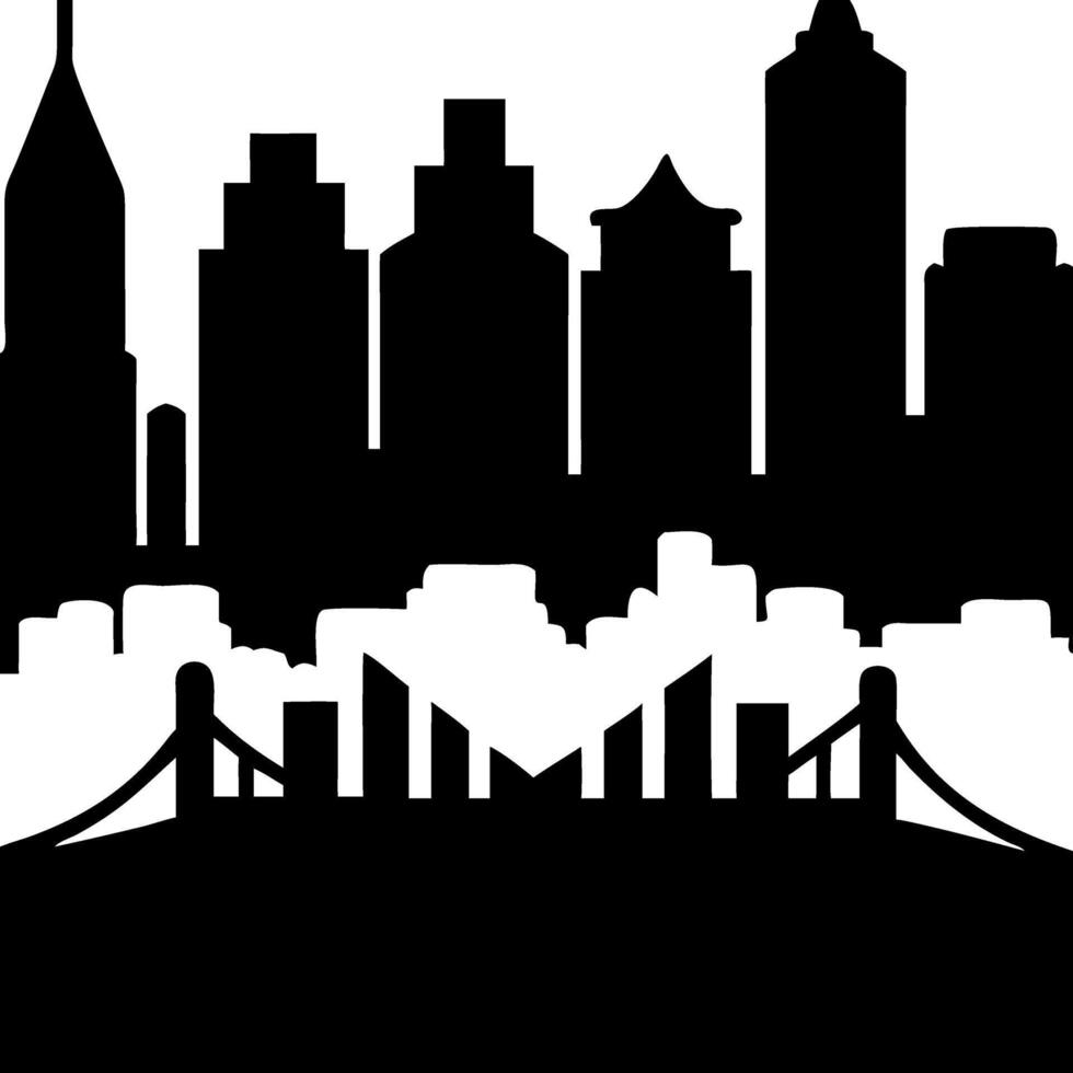 Urban City Skyline Silhouette Illustration for Graphic Design and Print Use vector