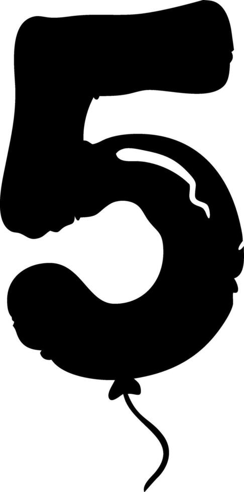 Black Balloon Shaped Like Number Five Birthday Celebration Design vector