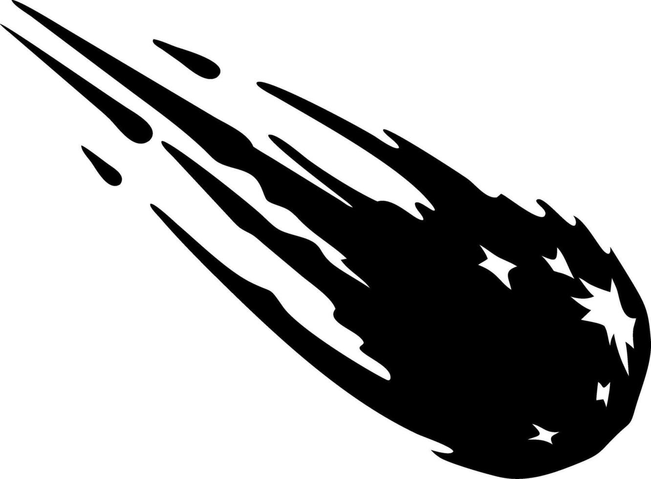 Black Dramatic Comet Meteor Silhouette for Tattoo or Graphic Design vector