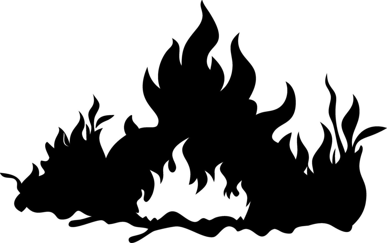 Black Silhouette Flames Fire Design for Tattoo or Coloring Book Illustration vector