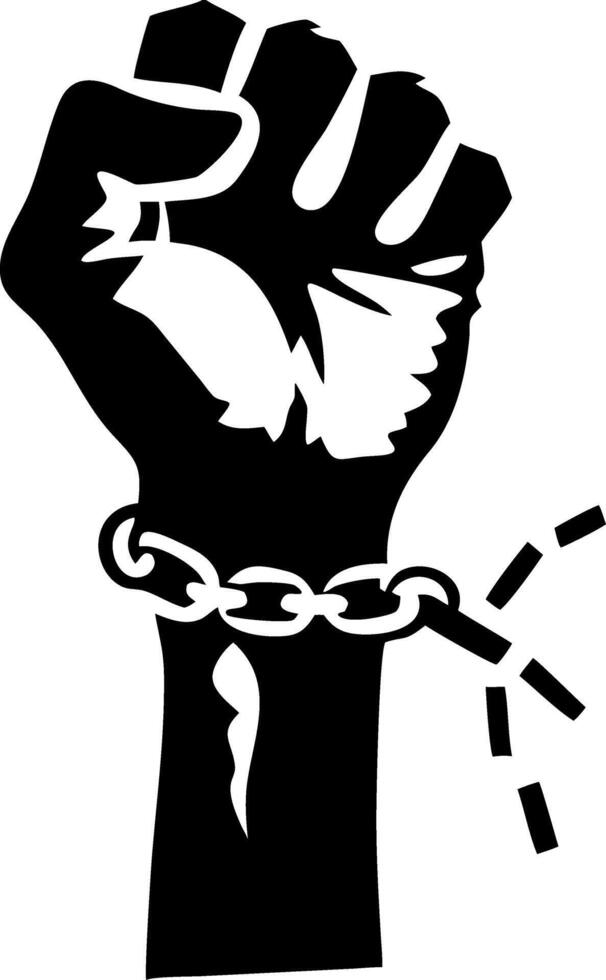 Fist Breaking Chains Emblem Symbolizing Freedom and Resistance vector