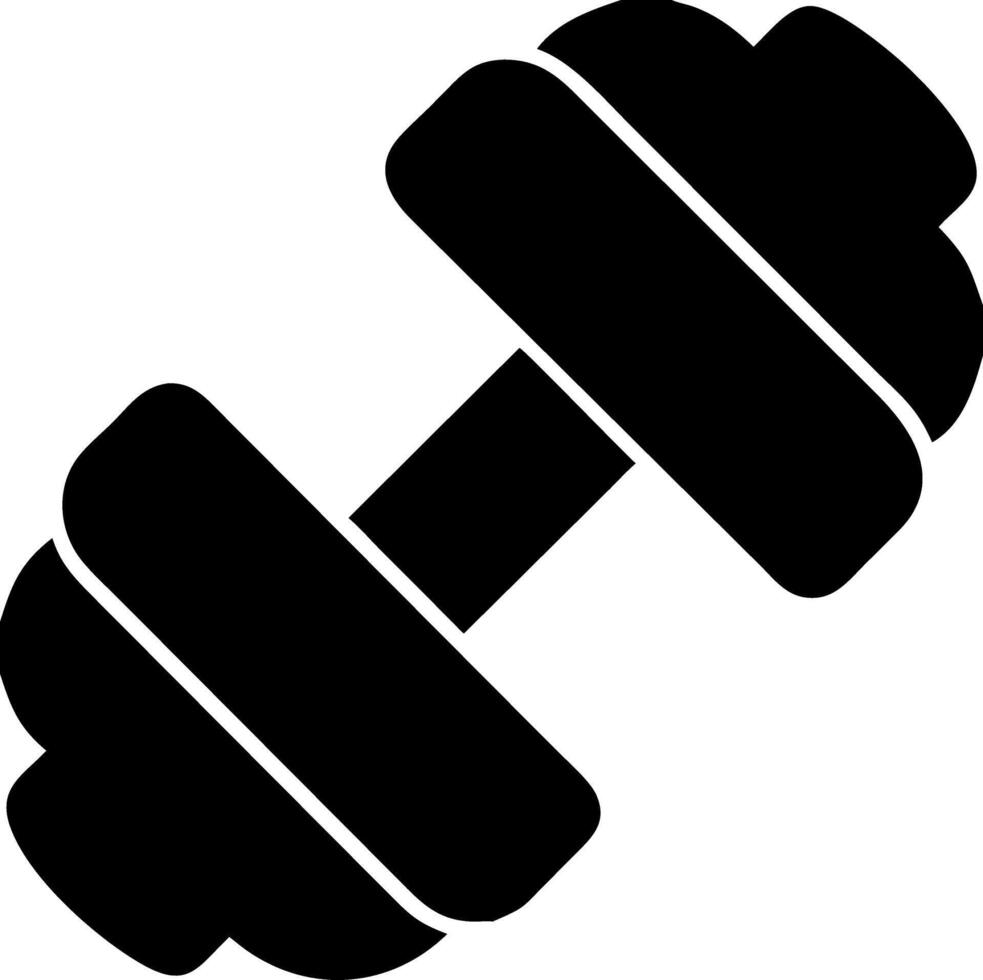 Dumbbell for Fitness Apps and Logos in Black Silhouette Style vector
