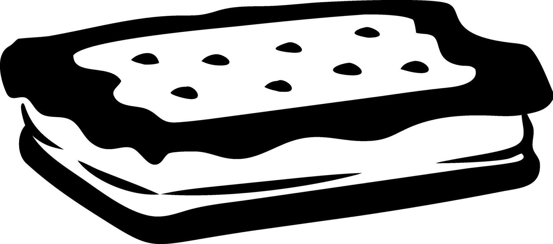 Ice Cream Sandwich Illustration Black and White Food Design for Logo or Sticker vector