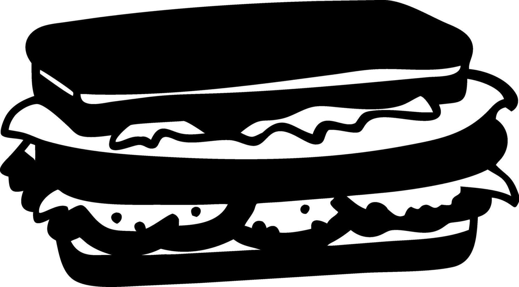 Illustration Black and White Sandwich Silhouette for Design and Decoration vector