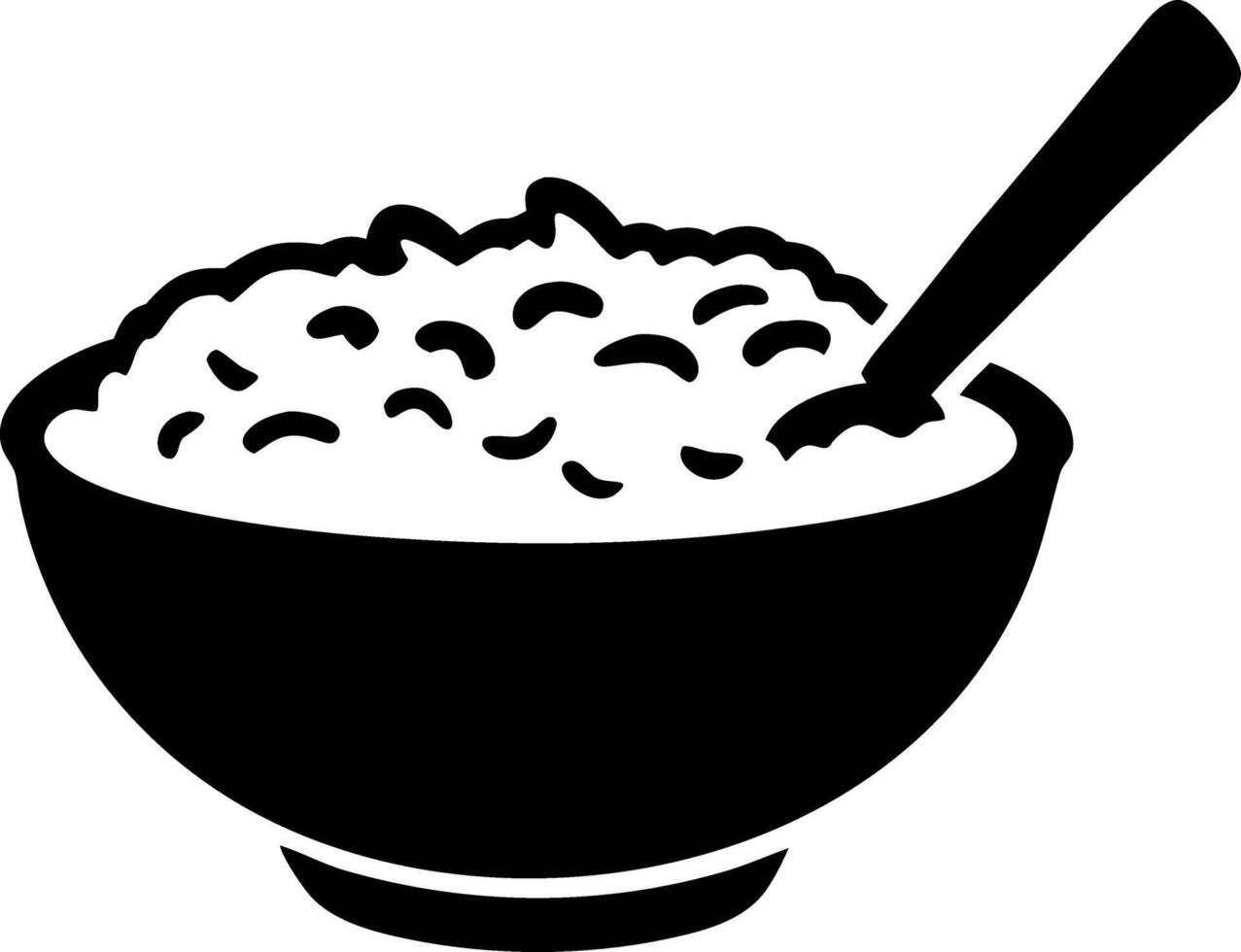 Illustration Black Bowl of Porridge with Spoon Clipart for Culinary Design Projects vector