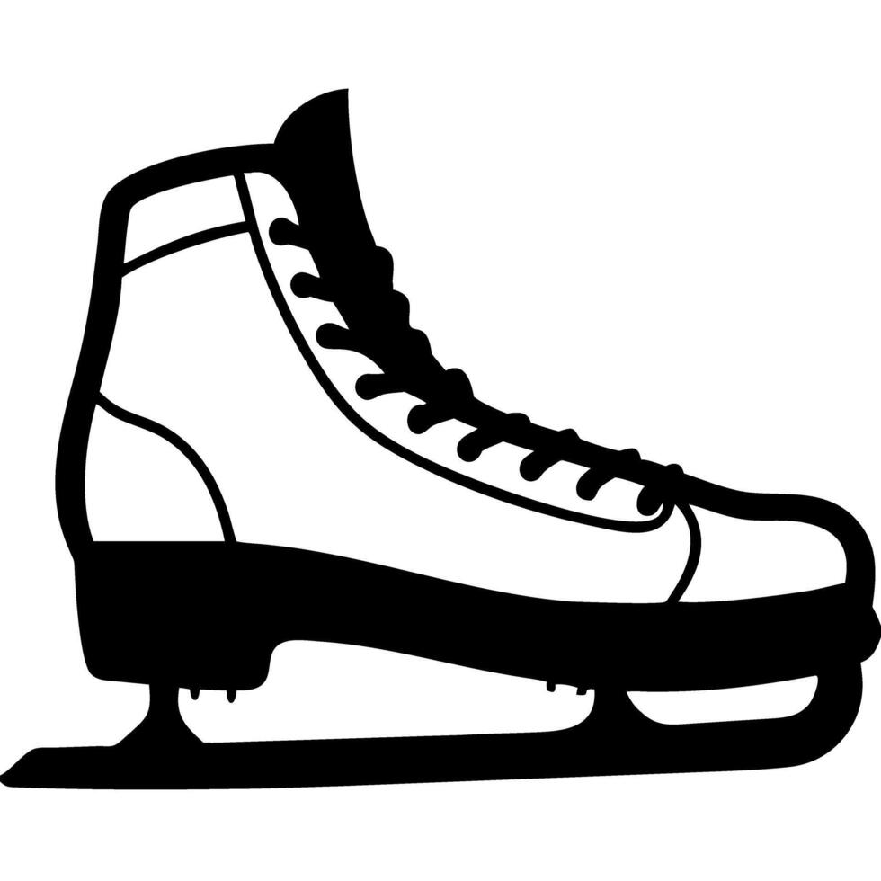 Illustration Black Ice Skate Silhouette Design for Winter Sports and Apparel vector