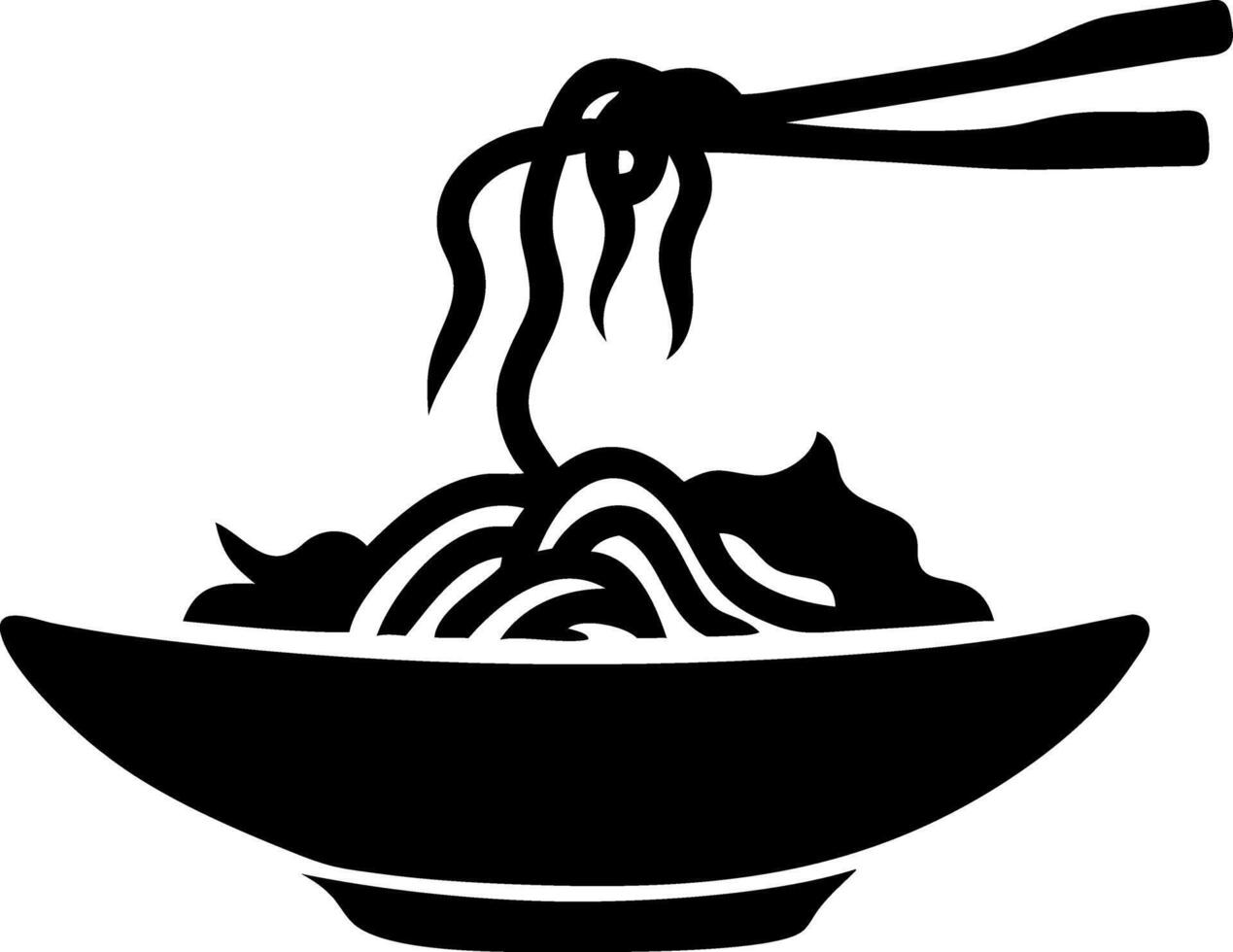 Illustration Bowl of Noodles with Chopsticks Asian Food Art for Menus and Decor vector