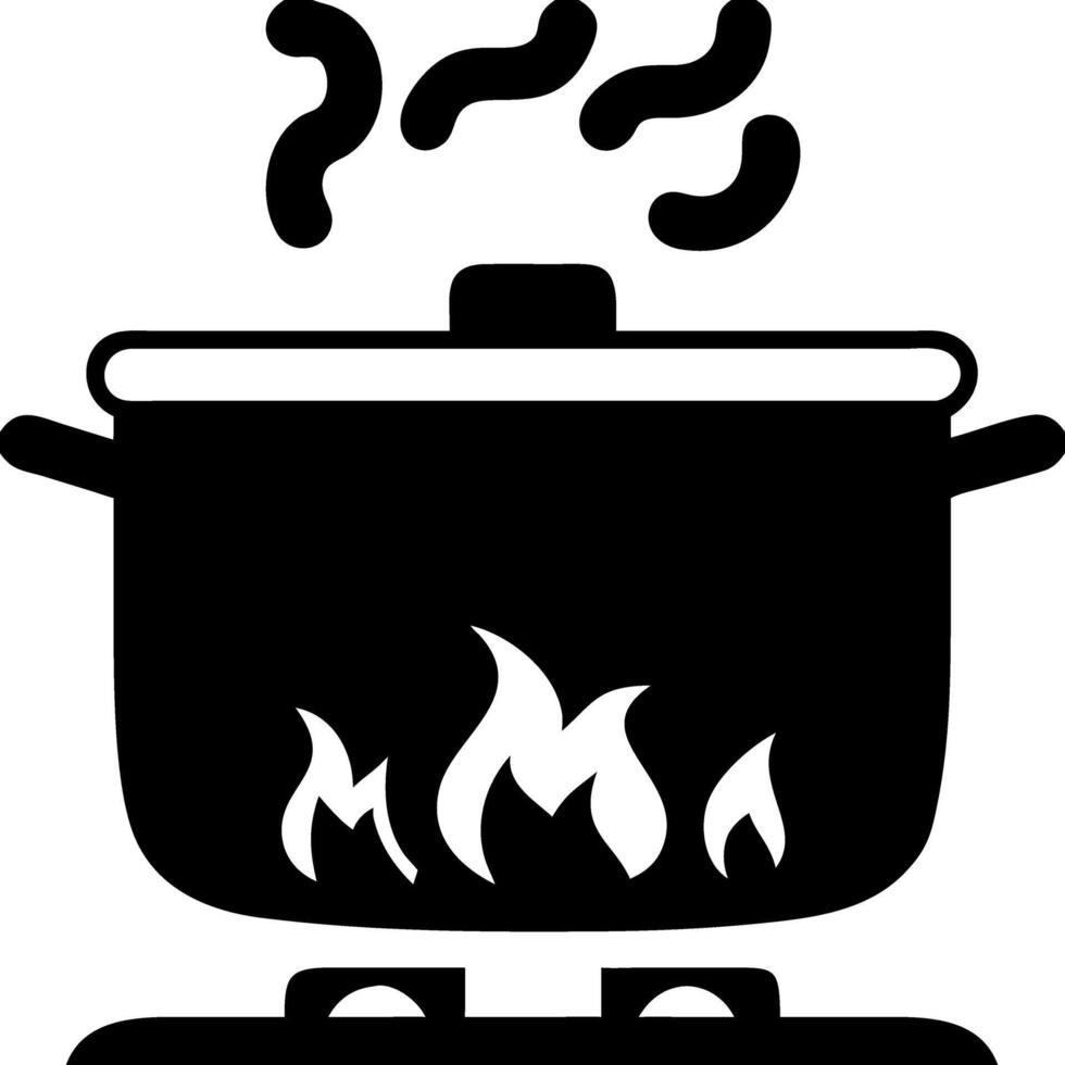 Illustration Cooking Pot with Steam and Flames for Culinary Use vector