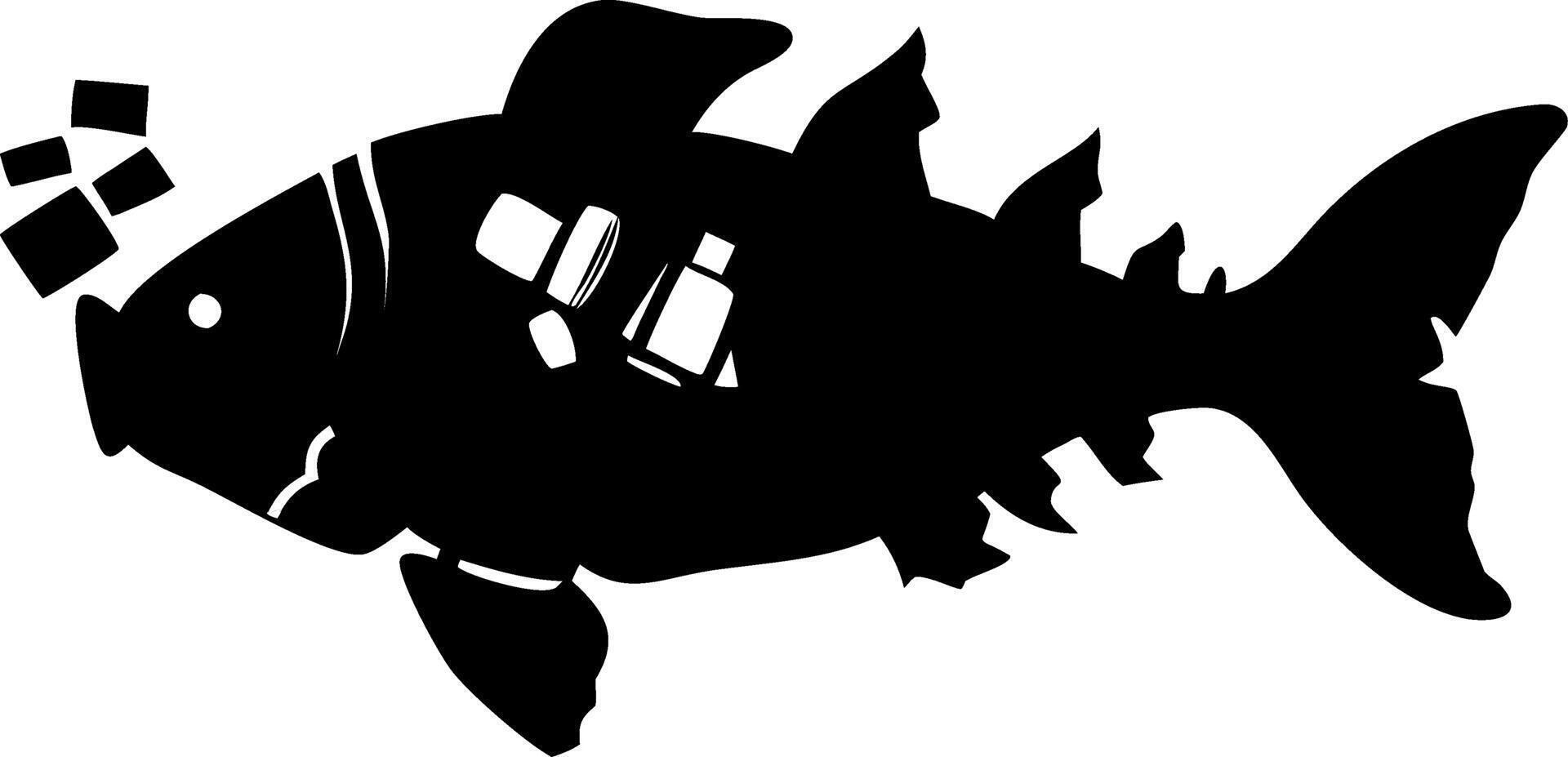 Illustration Fish Silhouette with Plastic Pollution Theme for Environmental Awareness vector