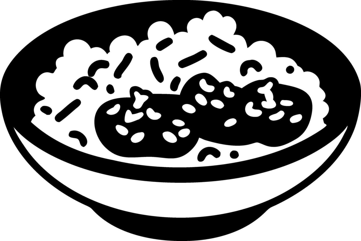 Illustration of Asian Rice Bowl with Dumplings for Culinary Design and Art Projects vector