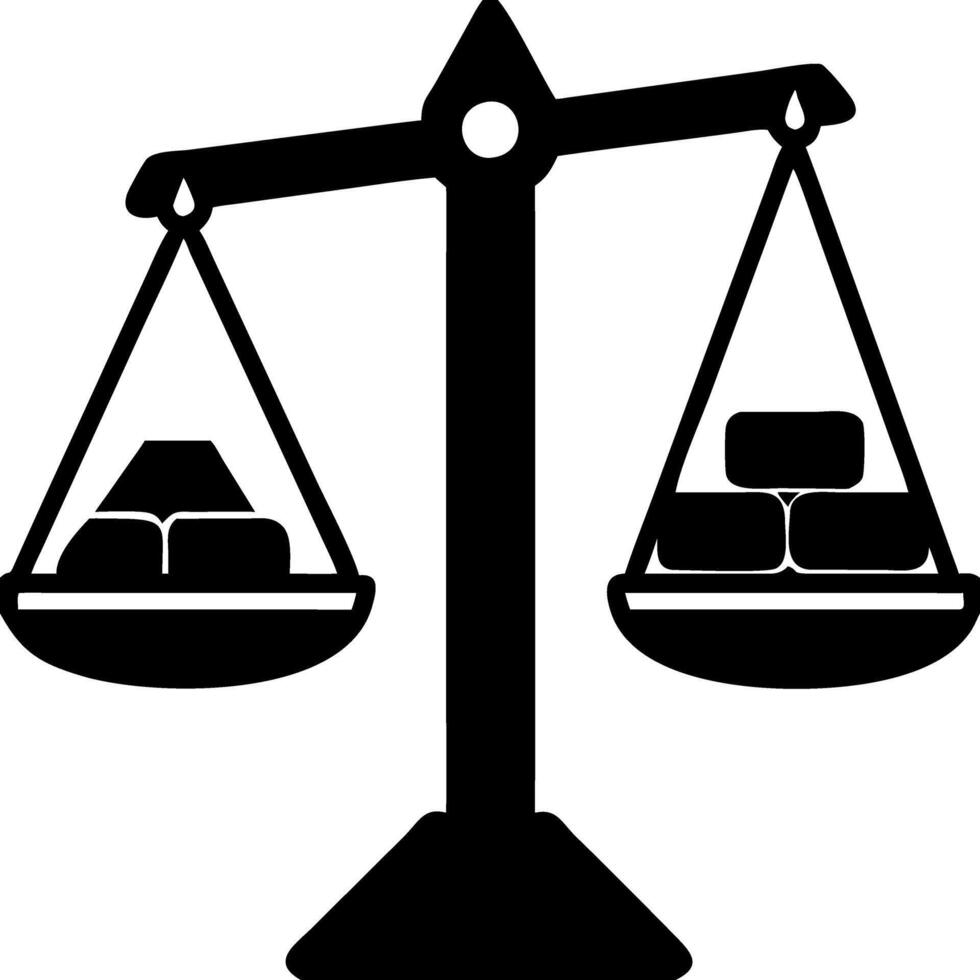 Illustration of Balanced Scales Symbolizing Justice and Equality for Legal Use vector