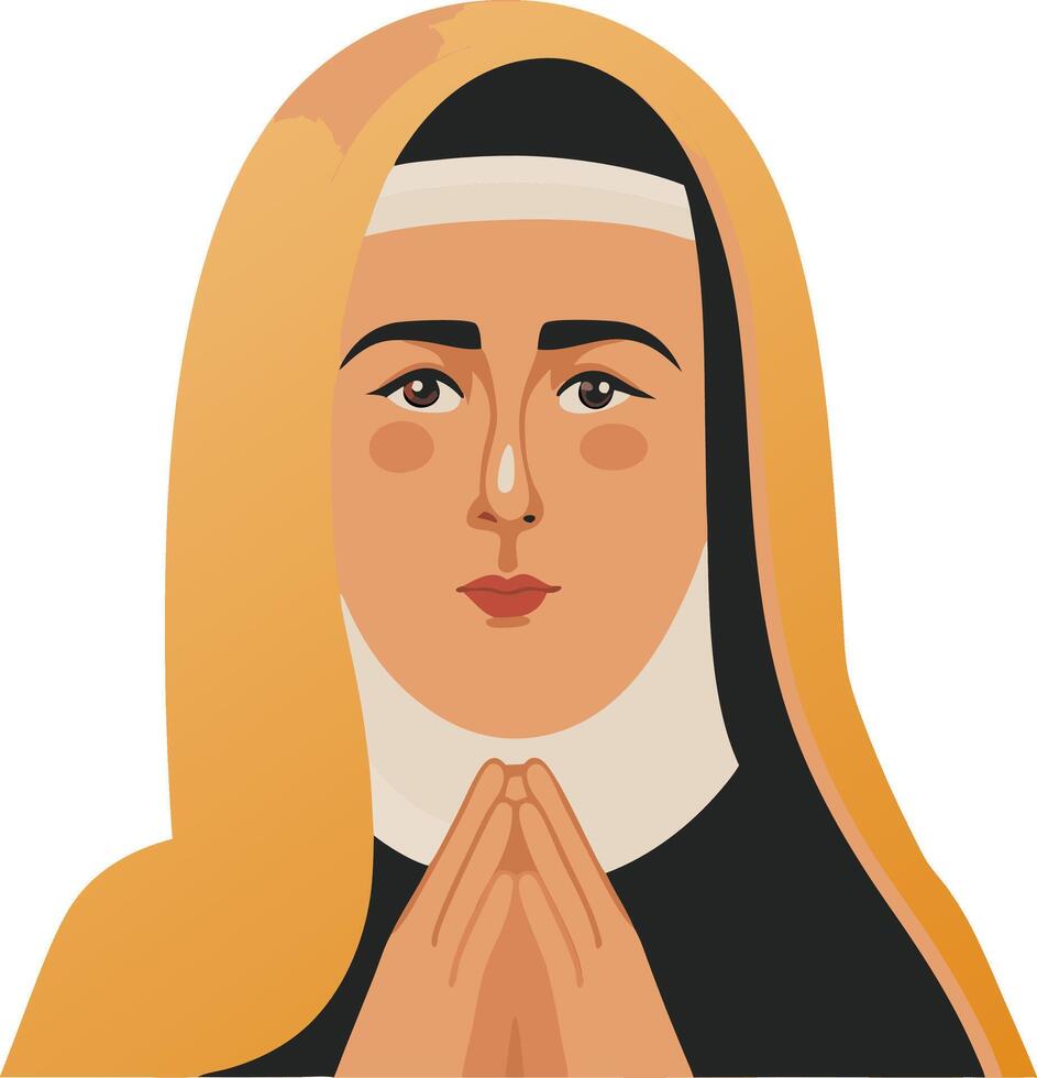 Illustration of a Nun in Prayer with Folded Hands for Religious Use and Design vector