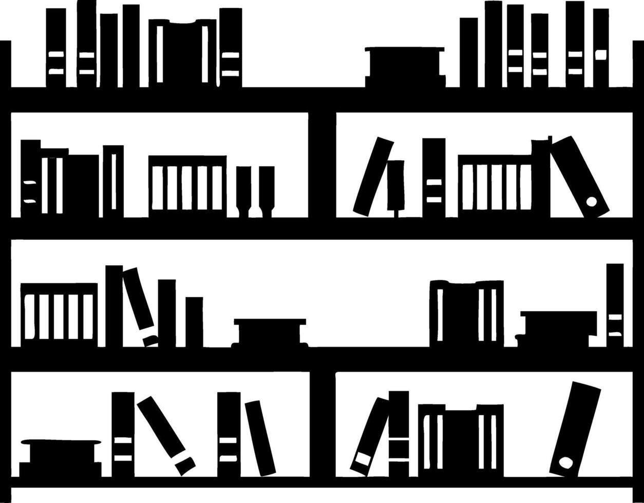 Illustration of Bookshelf Silhouette for Office and Study Room Decor vector