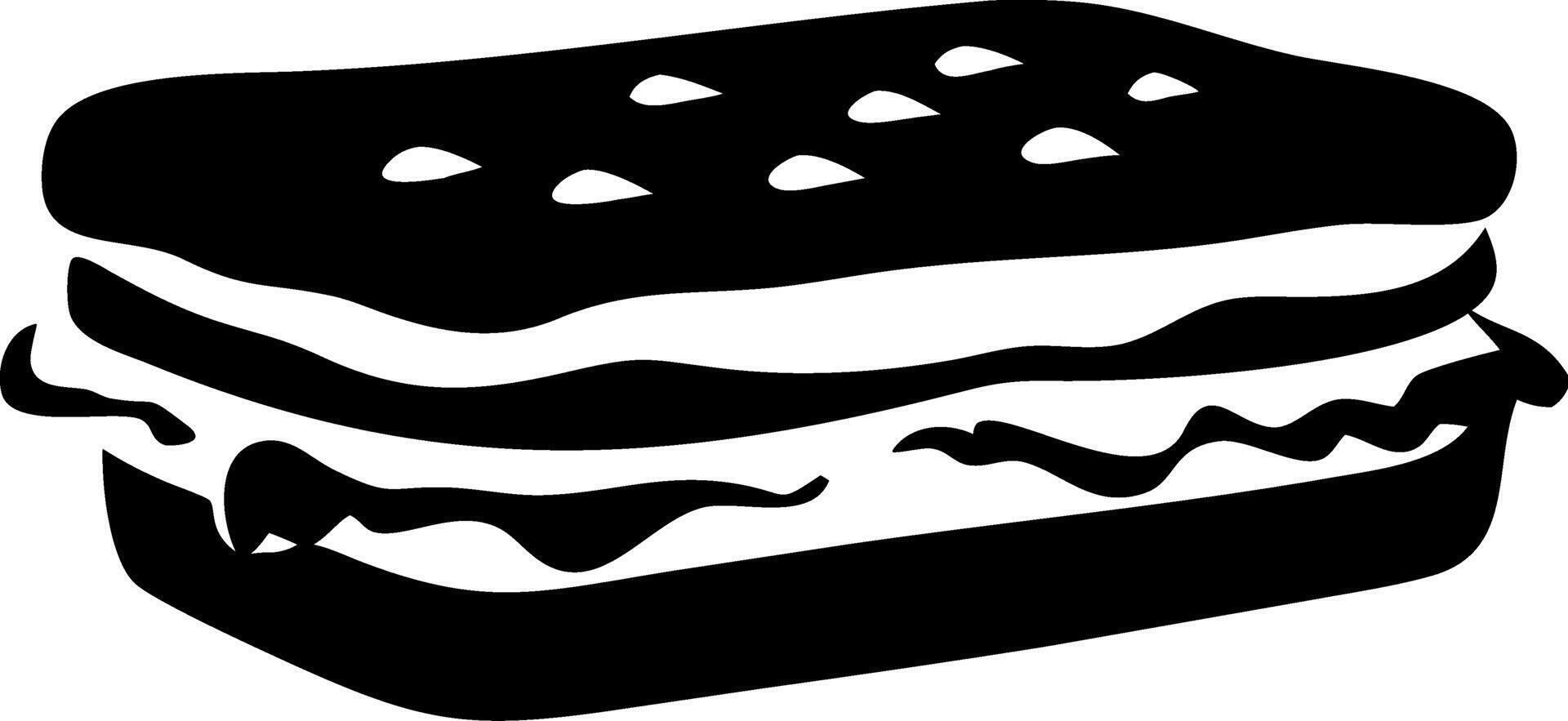Illustration of Black Silhouette Sandwich Perfect for Design and Art Projects vector