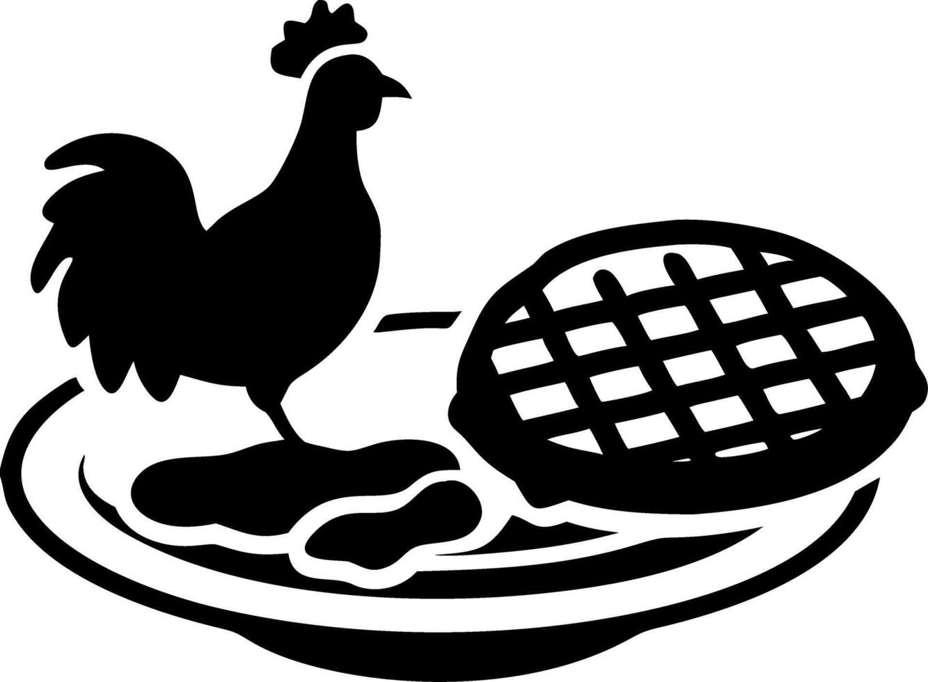 Illustration of Chicken and Waffles on Plate Breakfast Symbol vector