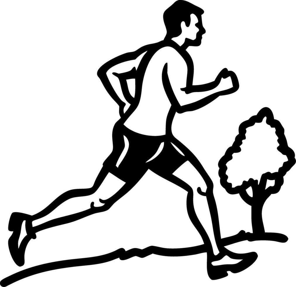 Illustration of Man Running Outdoors Exercise and Nature Scene vector