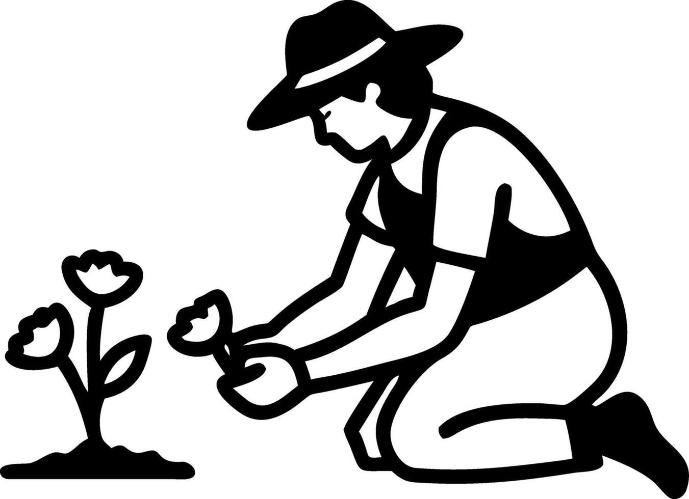 Illustration of Gardener Planting Flowers for Gardening and Horticulture Projects vector