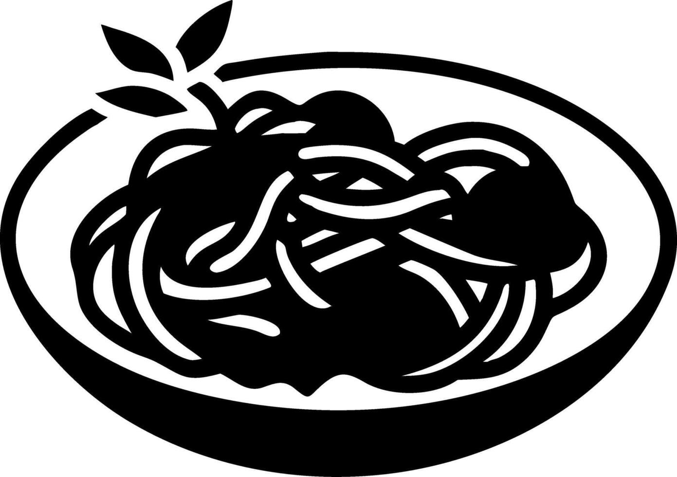 Illustration of Italian Spaghetti Bowl Youthful Black Silhouette for Design Projects vector