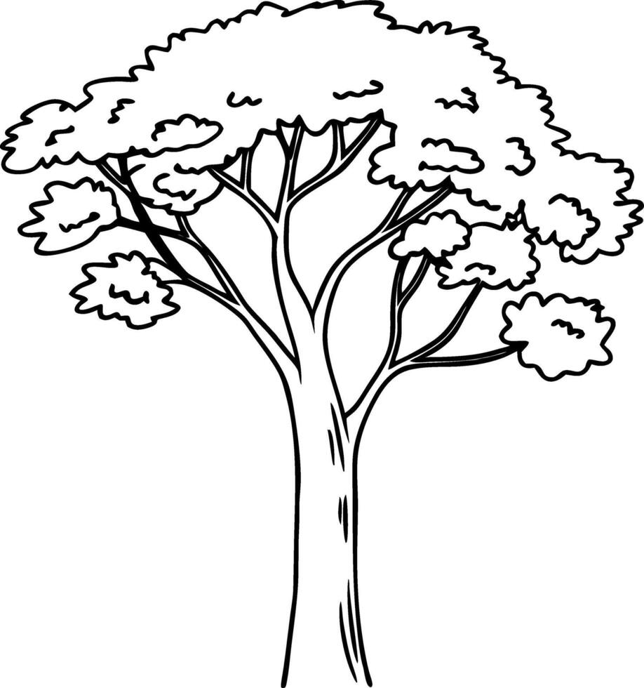 Illustration of Leafy Tree Outline for Coloring Books and Nature Designs vector