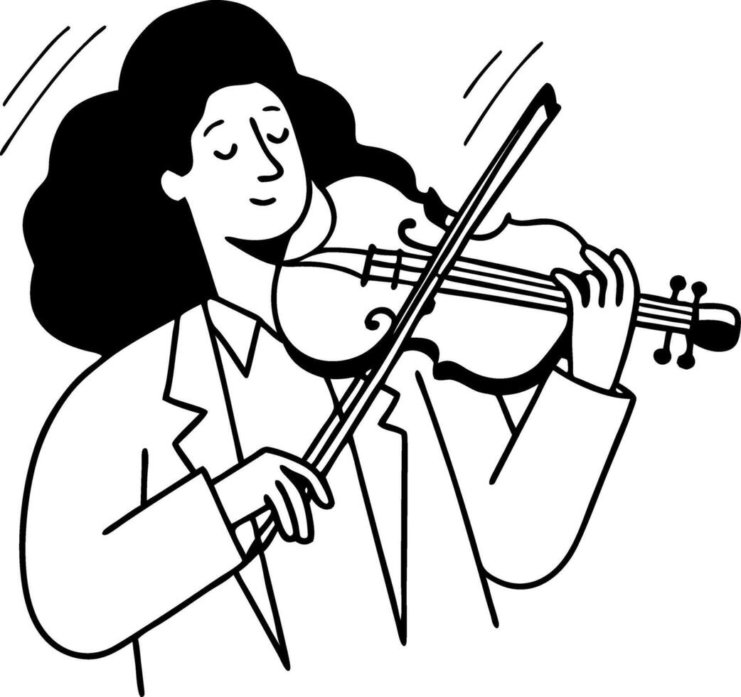 Illustration of Musician Playing Violin in Relaxed Pose for Art and Design vector