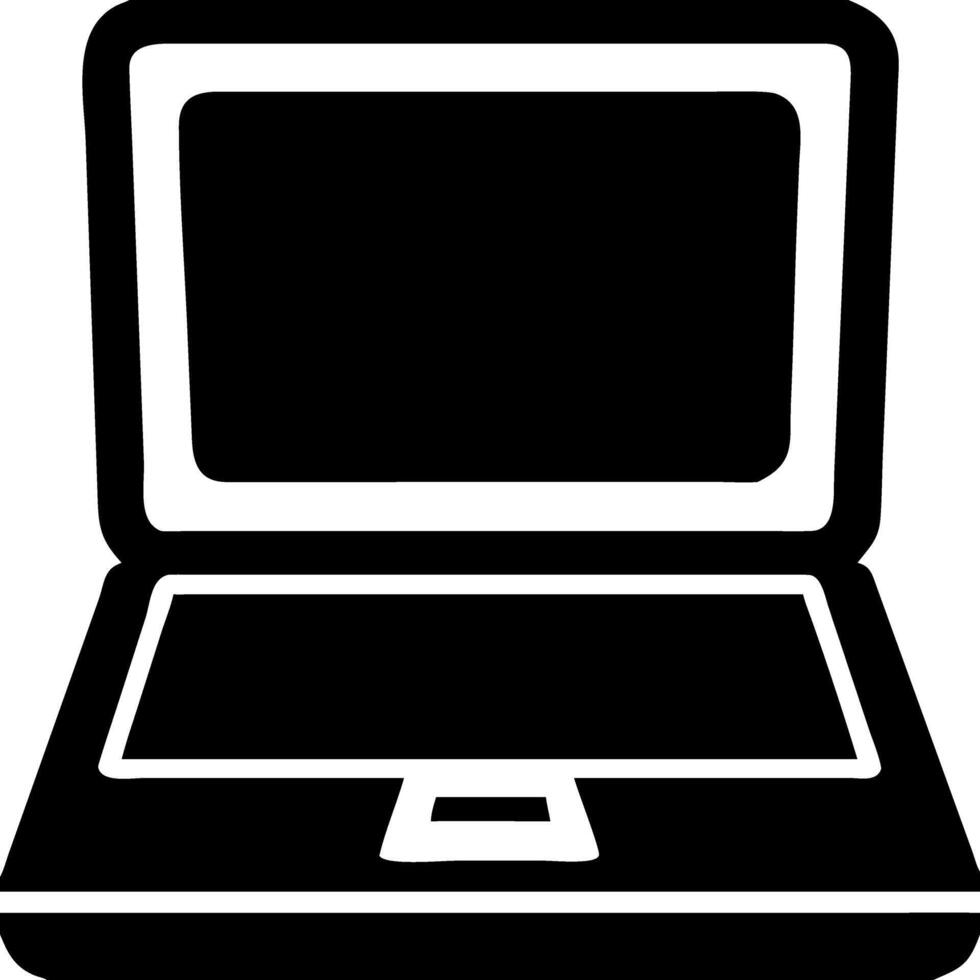Illustration of Simple Black Laptop Silhouette for Tech Design and Digital Projects vector