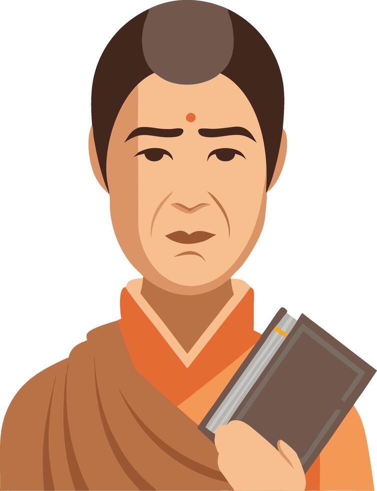 Illustration of Serious Buddhist Monk Holding Book for Spirituality Themes vector