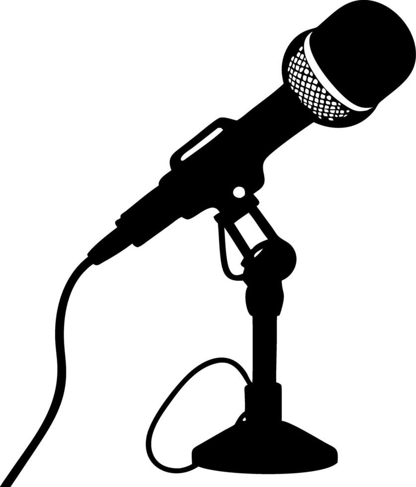 Illustration of Vintage Microphone on Stand for Music and Podcast Design vector