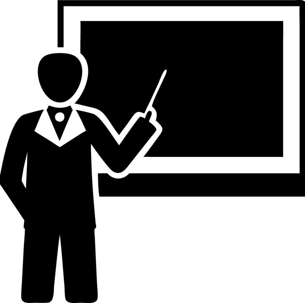Illustration of Teacher Presenting at Chalkboard for Educational Use vector