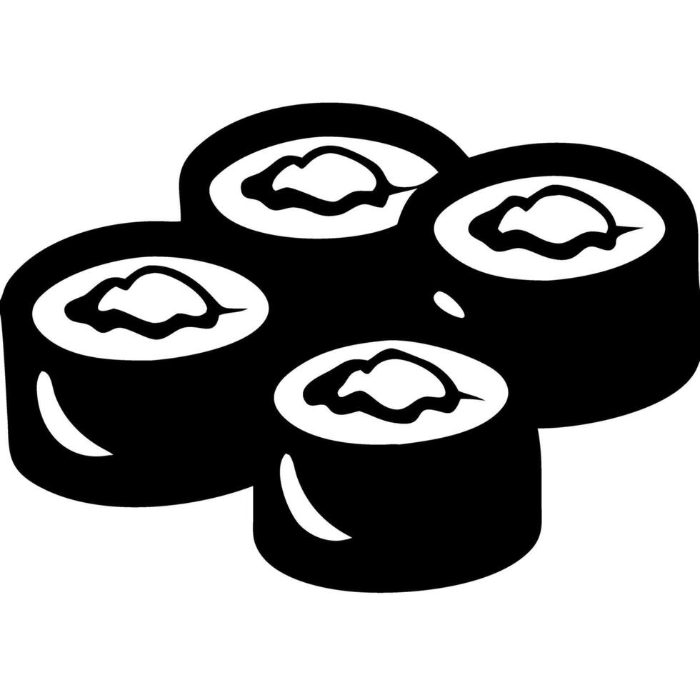 Illustration of Sushi Rolls Black and White Clipart for Culinary Designs vector
