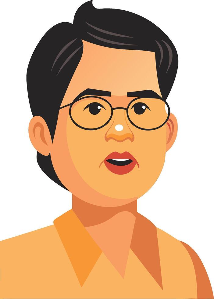 Illustration Portrait of Person with Glasses in Orange Shirt for Graphic Use vector