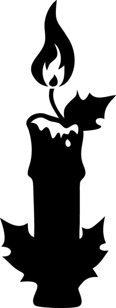 Silhouette Candle with Holly Leaves Perfect for Christmas Designs and Crafts vector