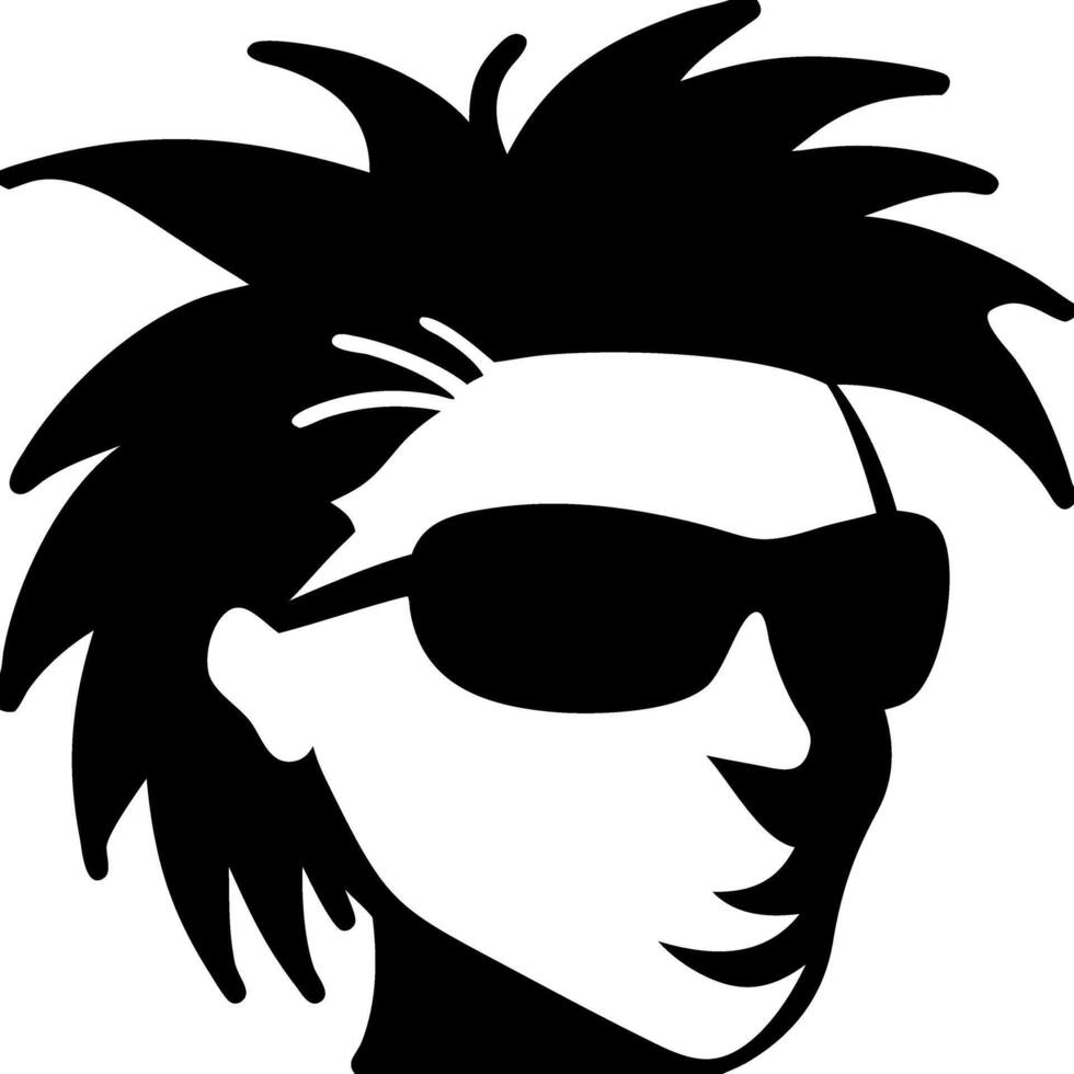 Silhouette Cool Spiky Hair Sunglasses Modern Style Graphic Tattoo Design vector