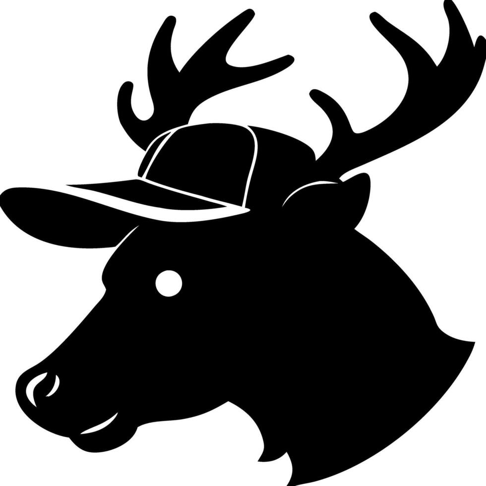 Silhouette Deer with Antlers and Baseball Cap for Unique Branding Design vector