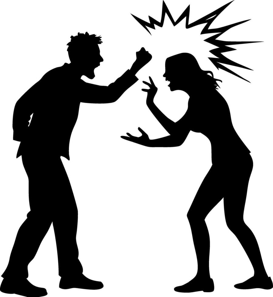 Silhouette Illustration of Couple Arguing Ideal for Relationship Conflict Content vector